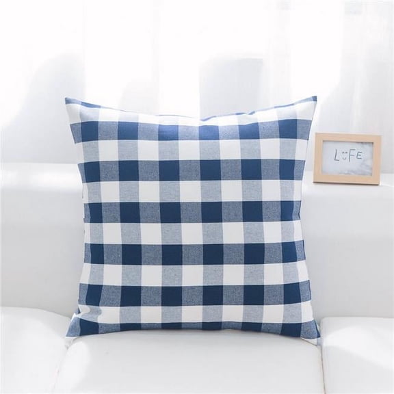 MDR Trading Inc. HU-BC1818NTIDOP Indigo And White Checked With Polyester Insert Pillow