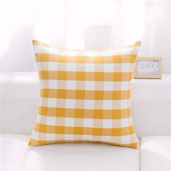 MDR Trading Inc. HU-BC1818NTYWXX Yellow And White Checks Pillow Cover