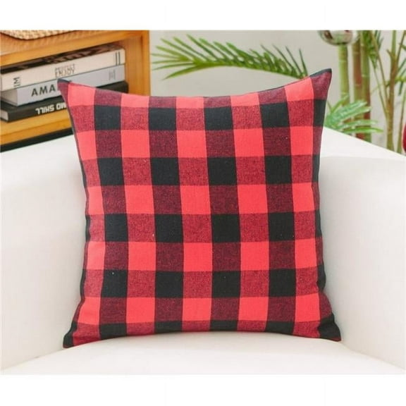 MDR Trading Inc. HU-BC2222NTBROF Black And Red Checked With Feather Down Insert Pillow