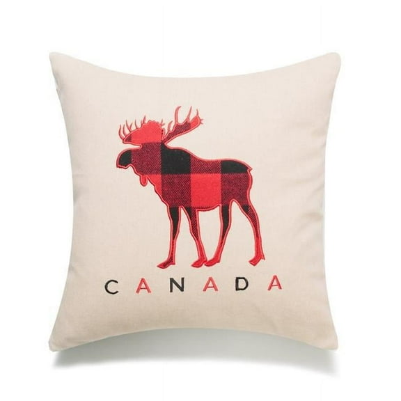 MDR Trading Inc. HU-CC1818JS01OF Buffalo Check Moose With Canada And Feather Down Insert Pillow