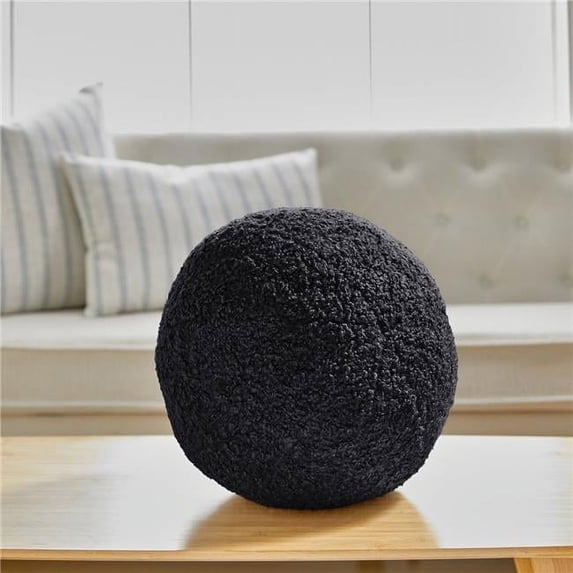 MDR Trading Inc. HU-CGBL12EGBKOP 12 Inch Black Boucle Ball Shape With Polyester Insert Pillow