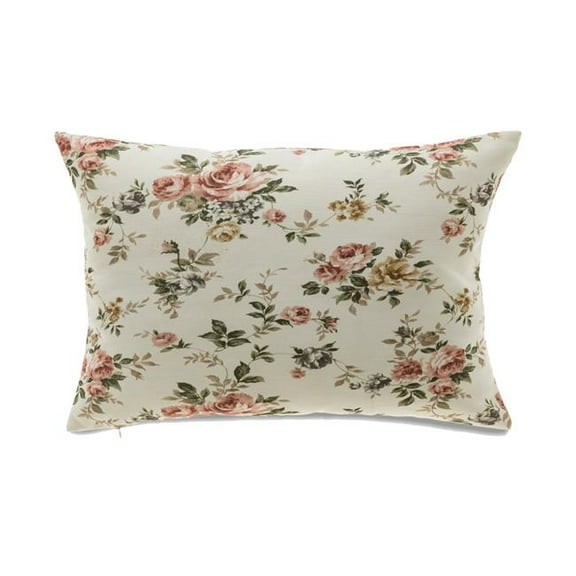 MDR Trading Inc. HU-FL1218JT12OP Rectangular Pink Roses On Ivory With Polyester Insert Pillow