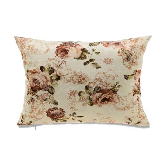 MDR Trading Inc. HU-FL1422JT04OP Pink Tone Flowers On White Base Throw With Polyester Insert Pillow