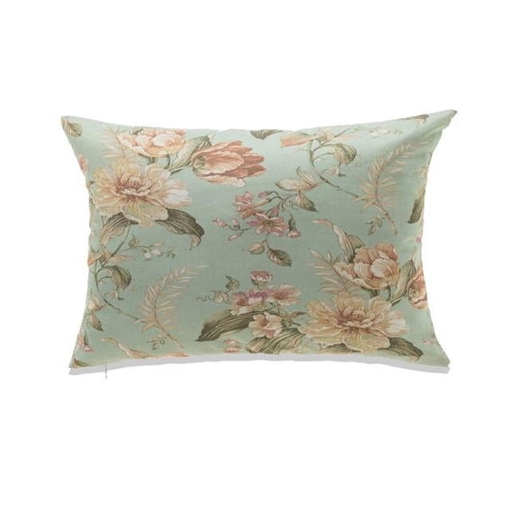 MDR Trading Inc. HU-FL1422JT21OF Pink Flowers On Light Green Background With Feather Down Insert Pillow