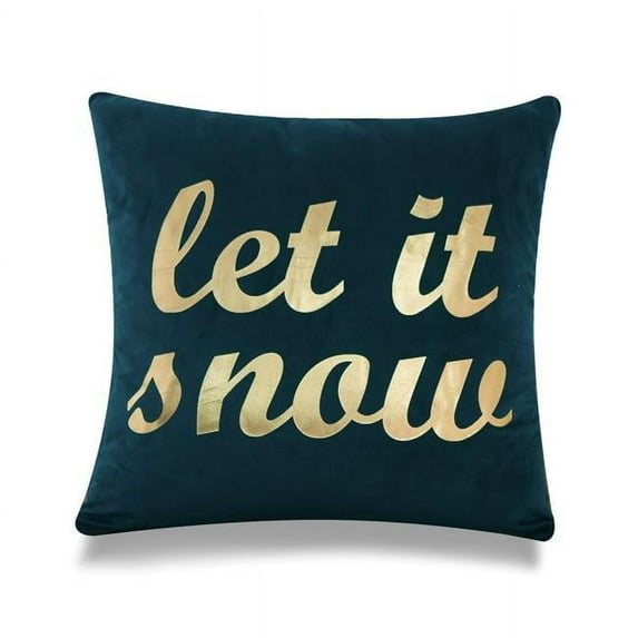 MDR Trading Inc. HU-GS1818KSLSG1OP Gold Foil Let It Snow On Bottle Green Background With Polyester Insert Pillow