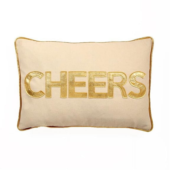 MDR Trading Inc. HU-HS1218CHG1OP Gold With Cheers Text Applique And Polyester Insert Pillow