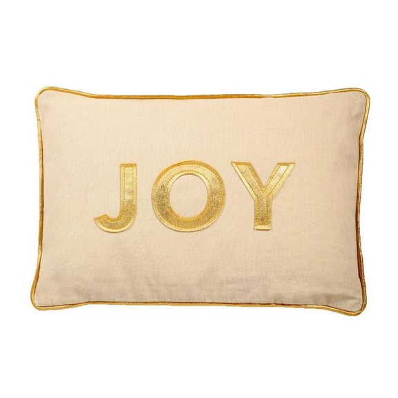 MDR Trading Inc. HU-HS1218JYG1OP Gold With Joy Text Applique And Polyester Insert Pillow
