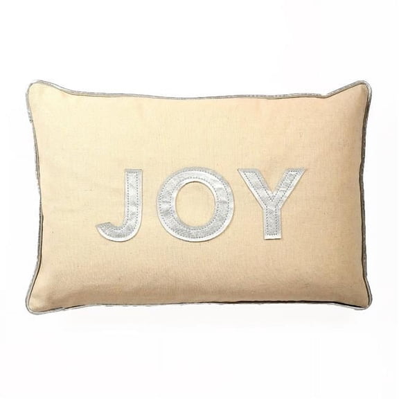 MDR Trading Inc. HU-HS1218JYS1OP Silver With Joy Text Applique And Polyester Insert Pillow