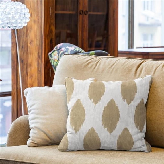 MDR Trading Inc. HU-ID2020ICGEOP Greige And White Ikat Pattern With Polyester Insert Pillow