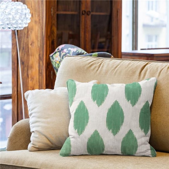 MDR Trading Inc. HU-ID2020ICGROP Green And White Ikat Pattern With Polyester Insert Pillow