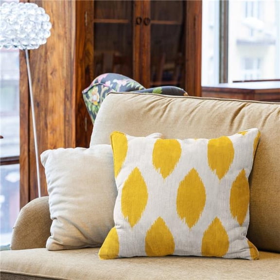MDR Trading Inc. HU-ID2020ICYWOP Yellow And White Ikat Pattern With Polyester Insert Pillow