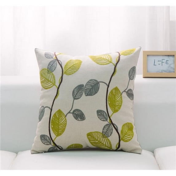 MDR Trading Inc. HU-LF1818KS03OF White With Lime Green And Gray Leaves And Feather Down Insert Pillow