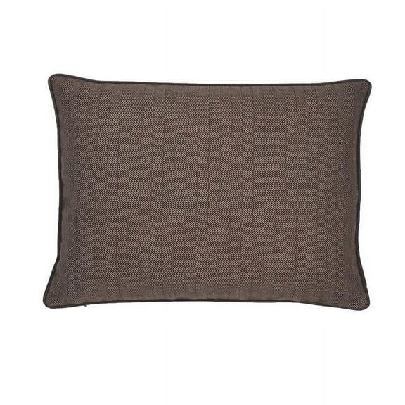 MDR Trading Inc. HU-MH1420JS03OP Dark Brown Herringbone Texture With Pu Piping With Polyester Insert Lumbar Pillow