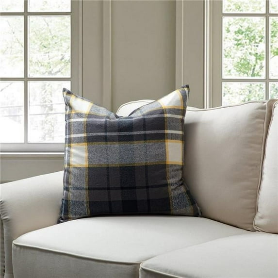 MDR Trading Inc. HU-MH2020EGGYXX Gray With Yellow Check Pattern Pillow Cover