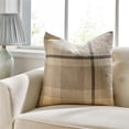 thumbnail image 1 of MDR Trading Inc. HU-MH2222HYBGOF Manhattan Brown And Beige Check With Feather Down Insert Pillow, 1 of 1