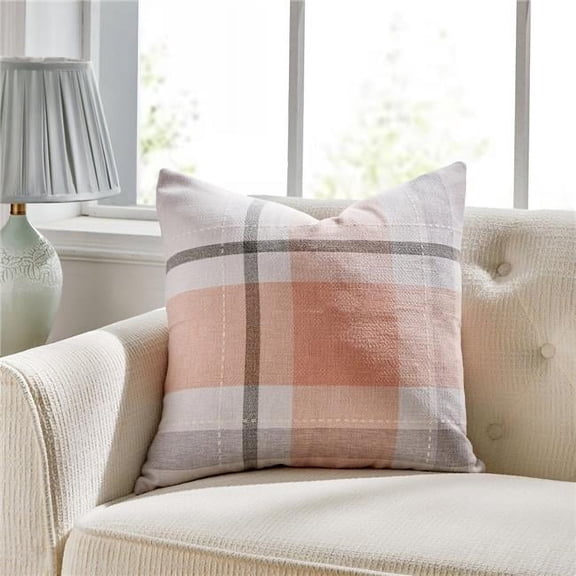 MDR Trading Inc. HU-MH2222HYPKOF Manhattan Pink And Gray Check With Feather Down Insert Pillow