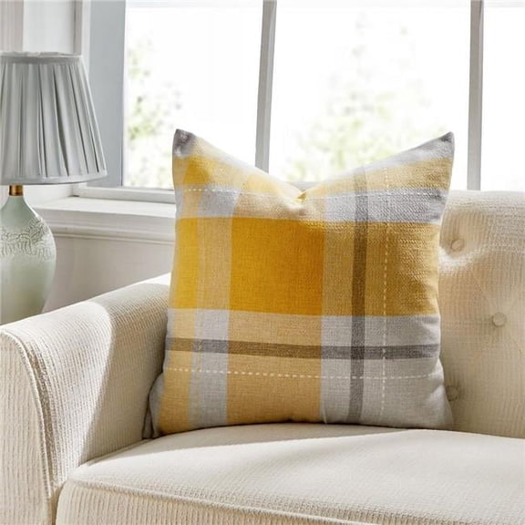 MDR Trading Inc. HU-MH2222HYYWXX Manhattan Yellow And Gray Check Pillow Cover