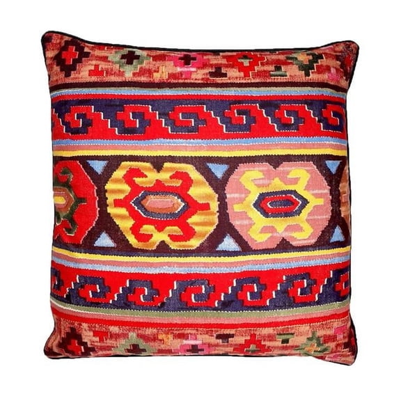 MDR Trading Inc. HU-MI2424TW25OP Multi Colored Ikat Patterns With Polyester Insert Pillow