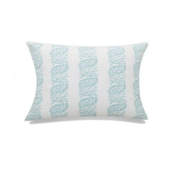 MDR Trading Inc. HU-MP1420JS01BLOF White With Blue Block Print And Feather Down Insert Pillow