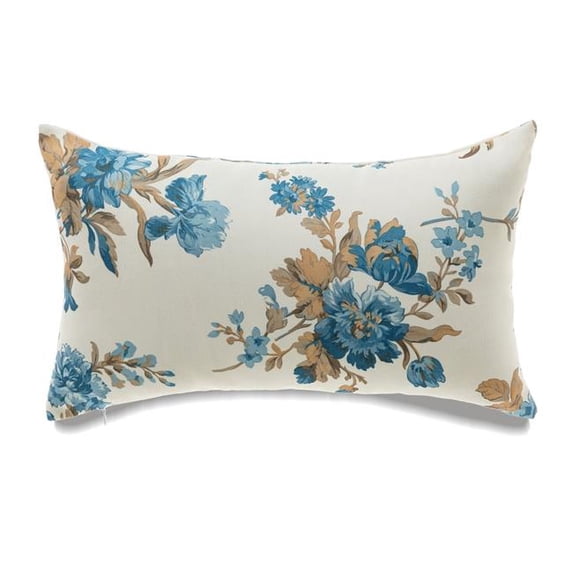 MDR Trading Inc. HU-MPFL1220JT31OP Blue And Brown Florals On Ivory With Polyester Insert Pillow