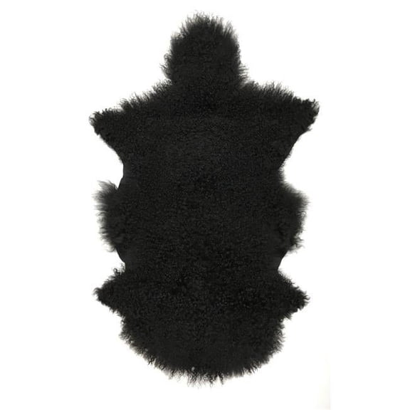 MDR Trading Inc. HU-MU2440JYBK Black Mongolian Lamb Fur Rug