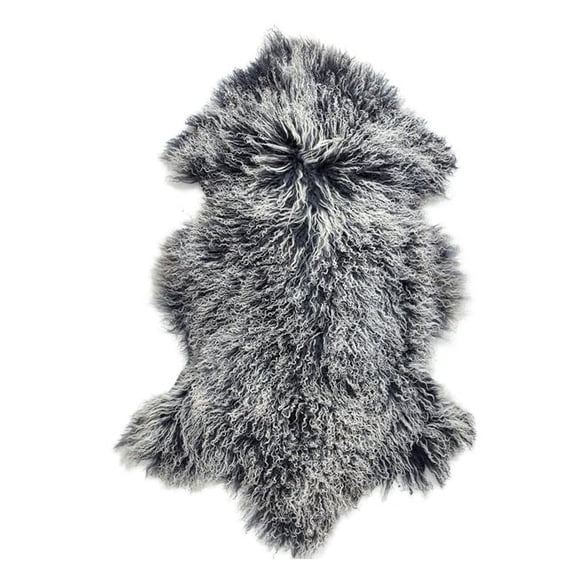 MDR Trading Inc. HU-MU2440YXTTBK Black And White Two Tone Effect Mongolian Lamb Rug