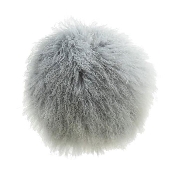 MDR Trading Inc. HU-MUDM16JYLGOF Light Gray Round Mongolian Lamb Fur With Featherdown Insert Pillow