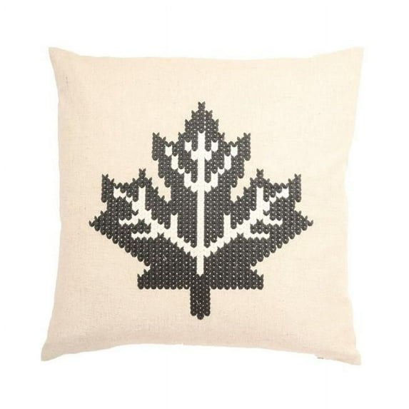 MDR Trading Inc. HU-OC1818JS02OP Gray And White Embroidered Maple Leaf With Polyester Insert Pillow