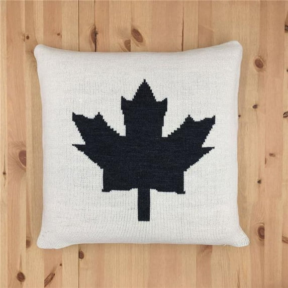 MDR Trading Inc. HU-OC1818LL04OP Dark Gray Maple Leaf On Ivory Background Machine Knit With Polyester Insert Pillow