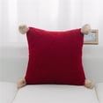 thumbnail image 1 of MDR Trading Inc. HU-PP1818EL02OP Red Machine Knit With Pom Poms And Polyester Insert Pillow, 1 of 1