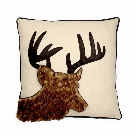 MDR Trading Inc. HU-RI1818JS01OP Faux Fur Deer With Antler Print And Polyester Insert Pillow