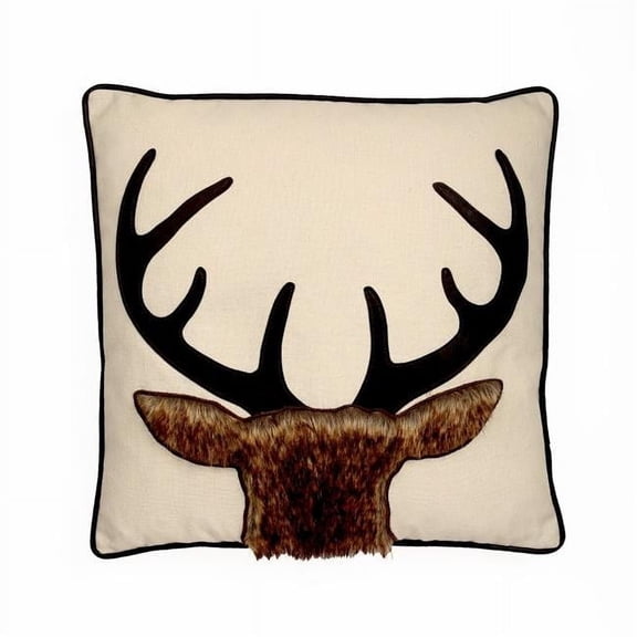 MDR Trading Inc. HU-RI2626JS02OP Brown Faux Fur Deer Head With Antlers And Polyester Insert Pillow