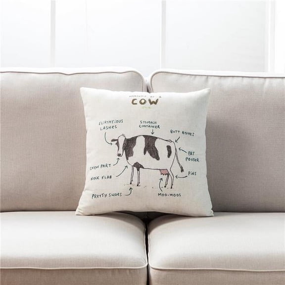 MDR Trading Inc. HU-SA1818ICCWOF Anatomy Of A Cow With Feather Down Insert Pillow