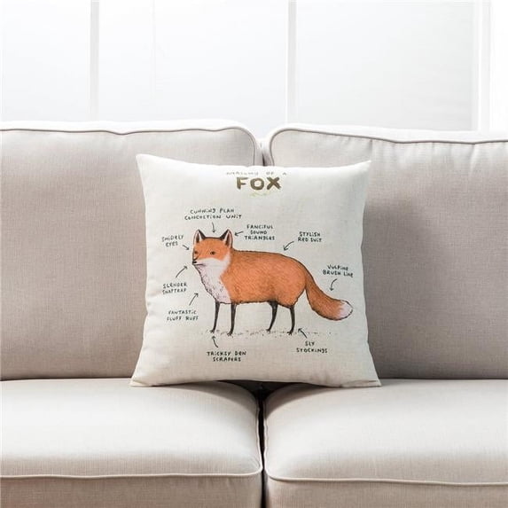 MDR Trading Inc. HU-SA1818ICFXOP Anatomy Of A Fox With Polyester Insert Pillow