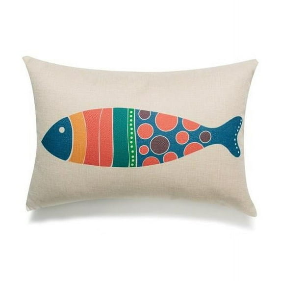 MDR Trading Inc. HU-SU1218IC03OP Colorful Fish On Ivory With Polyester Insert Pillow