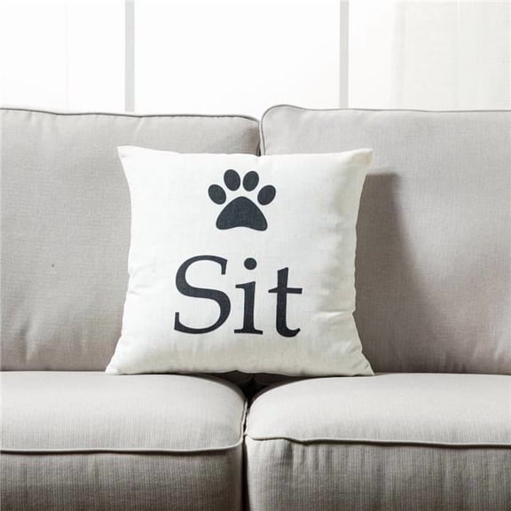 MDR Trading Inc. HU-YM1818JTDSTOP Sit With Paw Print And Polyester Insert Pillow