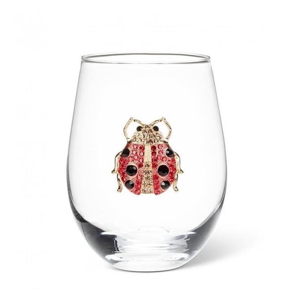 MDR Trading Inc. AB-27-BLING-209_Q01 Jewelled Ladybug Pattern Stemless Wine Glass