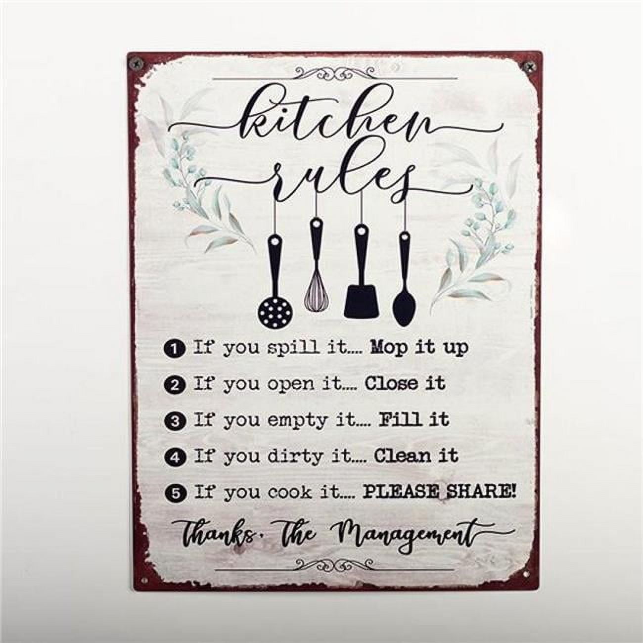 MDR Trading Inc. Kitchen Rules With Text Sign - Walmart.com