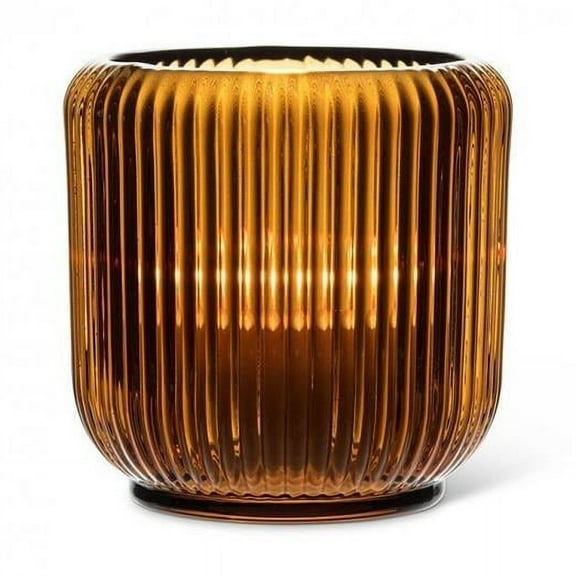 MDR Trading Inc. AB-27-METRO-020-AMBER_Q01 Large Ribbed Votive Candle Holder