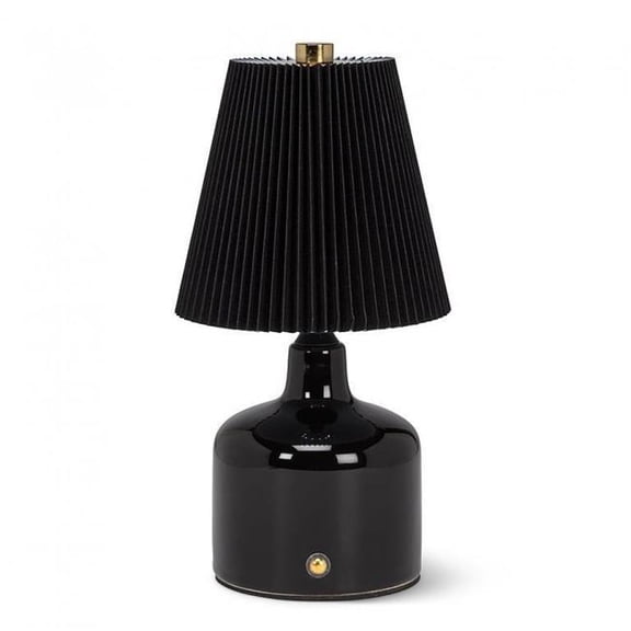 Abbott Small LED Lamp with Pleated Shade – 8.5"H Black Rechargeable Table Light – Compact Cordless Accent Lamp for Bedroom, Desk, or Nightstand