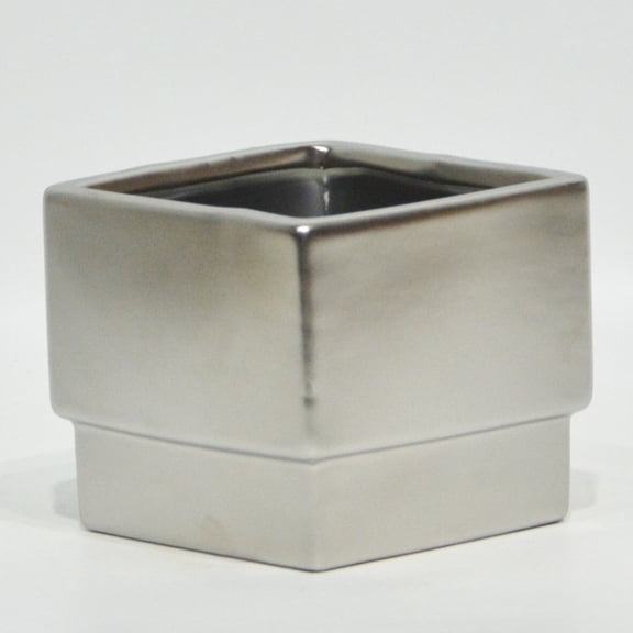 Matte Silver Square Planter