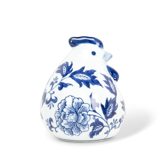 Abbott Collection Medium Chicken Decorative Figurine - Porcelain, Blue/White (5" H)