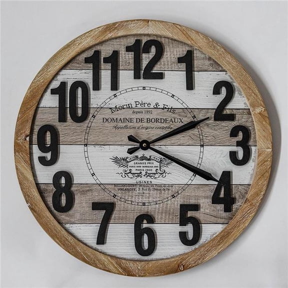 MDR Trading Inc. FP-MIN-380 Plank Look With Black Numbers Wall Clock