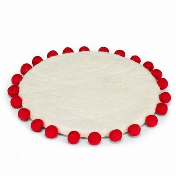 MDR Trading Inc. AB-28-NEPAL-44-RED Pompom Edge Trivet
