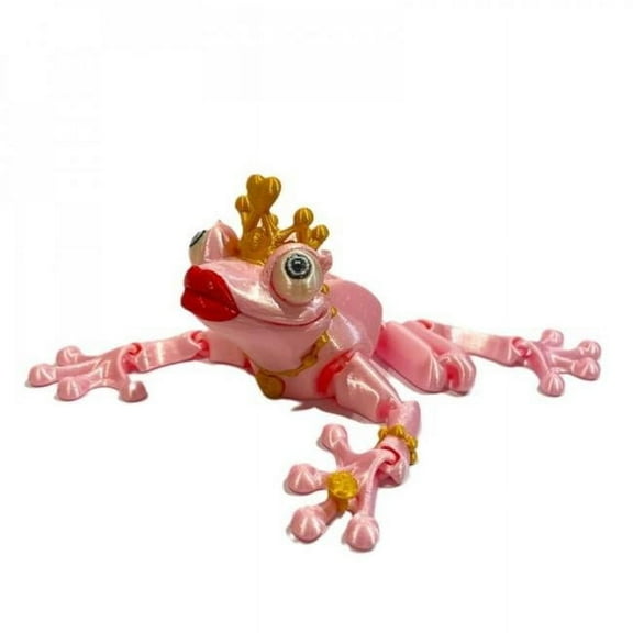 MDR Trading Inc. SC-105.71.803 3D Printed Pink Frog With Red Lips And Gold Crown Figurine