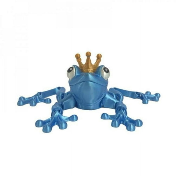 MDR Trading Inc. SC-105.71.804 3D Printed Blue Frog With Gold Crown Figurine