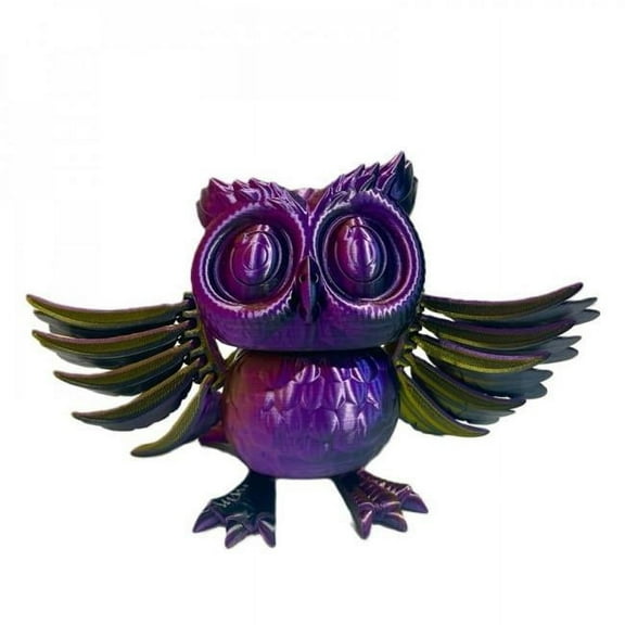MDR Trading Inc. SC-105.81.910 3D Printed Purple With Gold Wings Owl Figurine