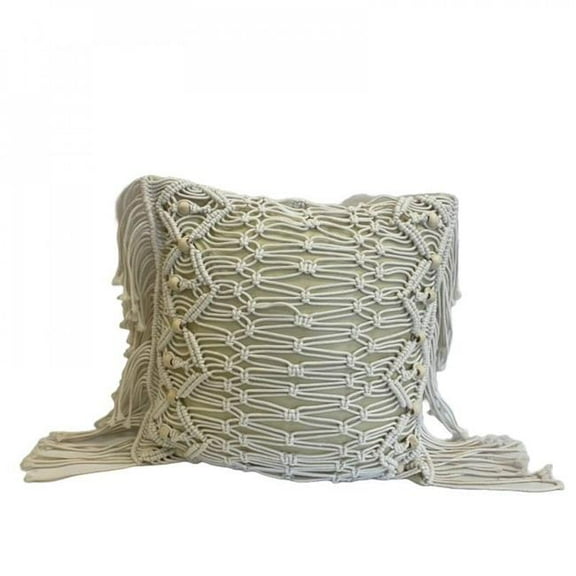 MDR Trading Inc. SC-106.58.455 Beige With Macrame, Beads And Fringe Detals Pillow