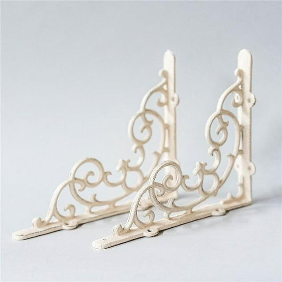 MDR Trading Inc.  Set Of 2 Antique Cream Scroll Work Cast Iron Shelf Bracket