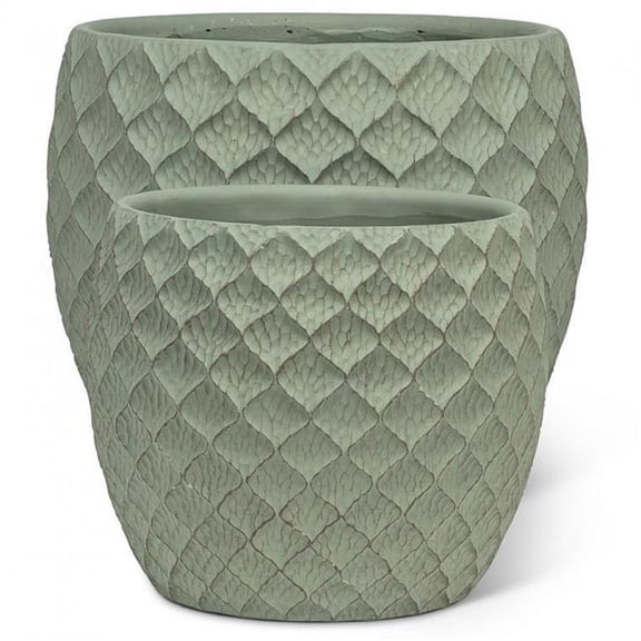 MDR Trading Inc. AB-27-TERRAIN-045-SET Set Of 2 Extra Large Debossed Leaf Planters